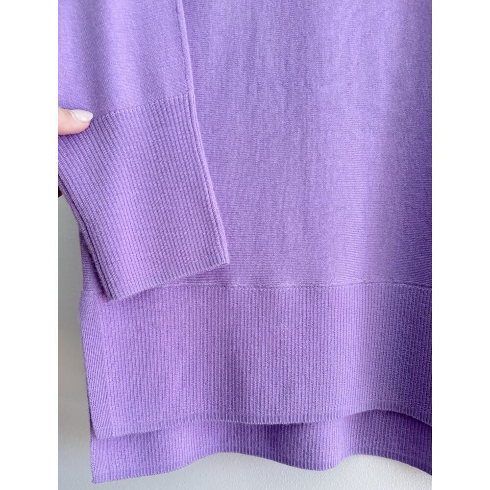 Max Studio 100% Merino Wool Lightweight Sweater Purple Dolman Sleeve Career M - Picture 3 of 13